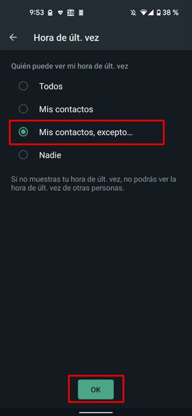 WhatsApp ya permite ocultar tu última hora de conexión a personas concretas