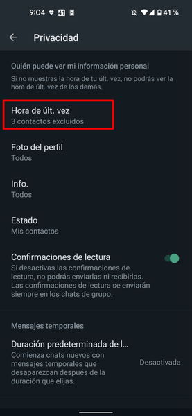 WhatsApp ya permite ocultar tu última hora de conexión a personas concretas