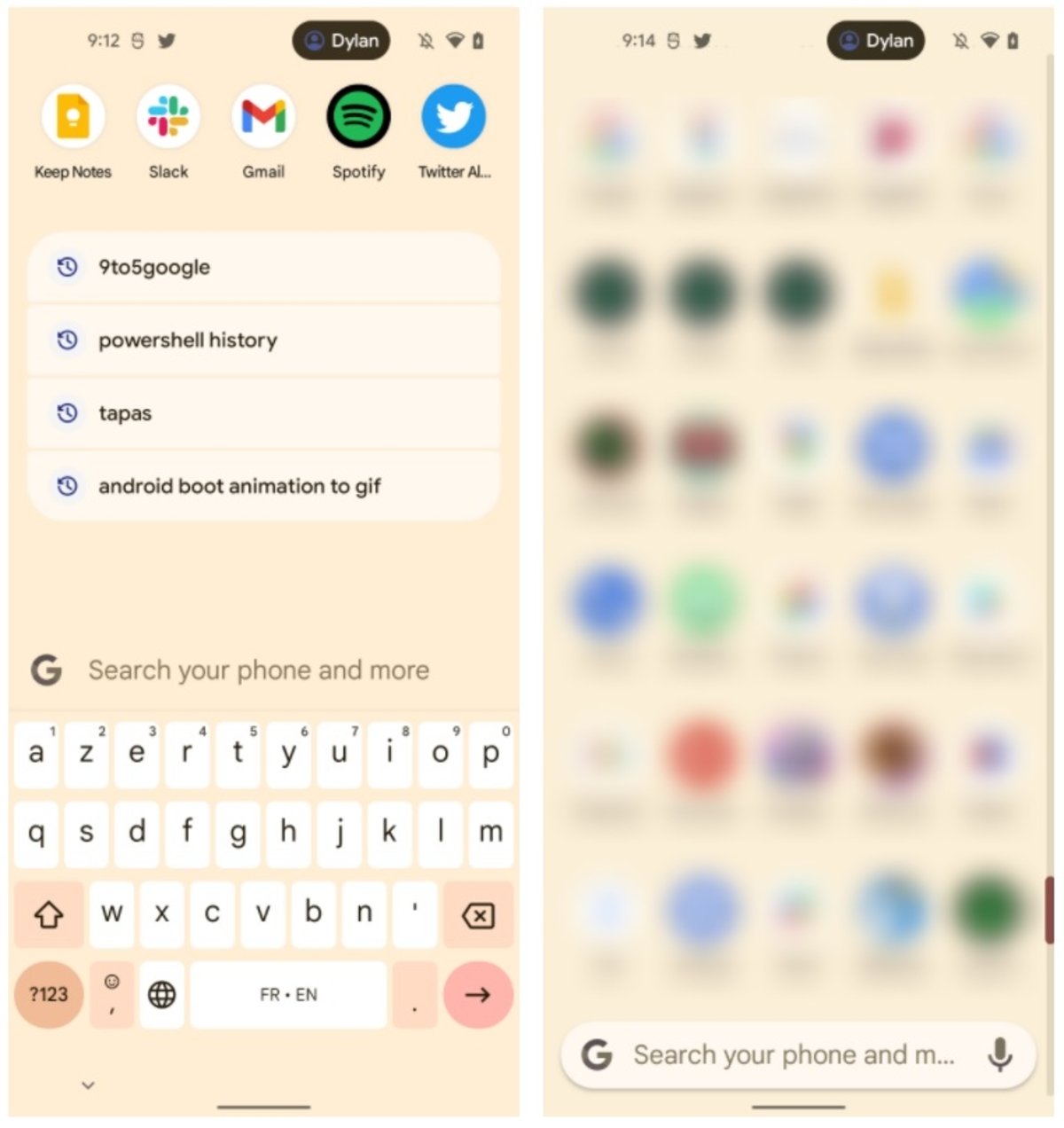 Nueva barra de búsqueda en Android 13 DP2