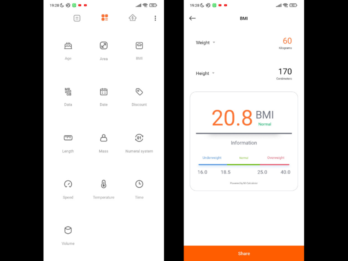 Calculadora de Xiaomi BMI