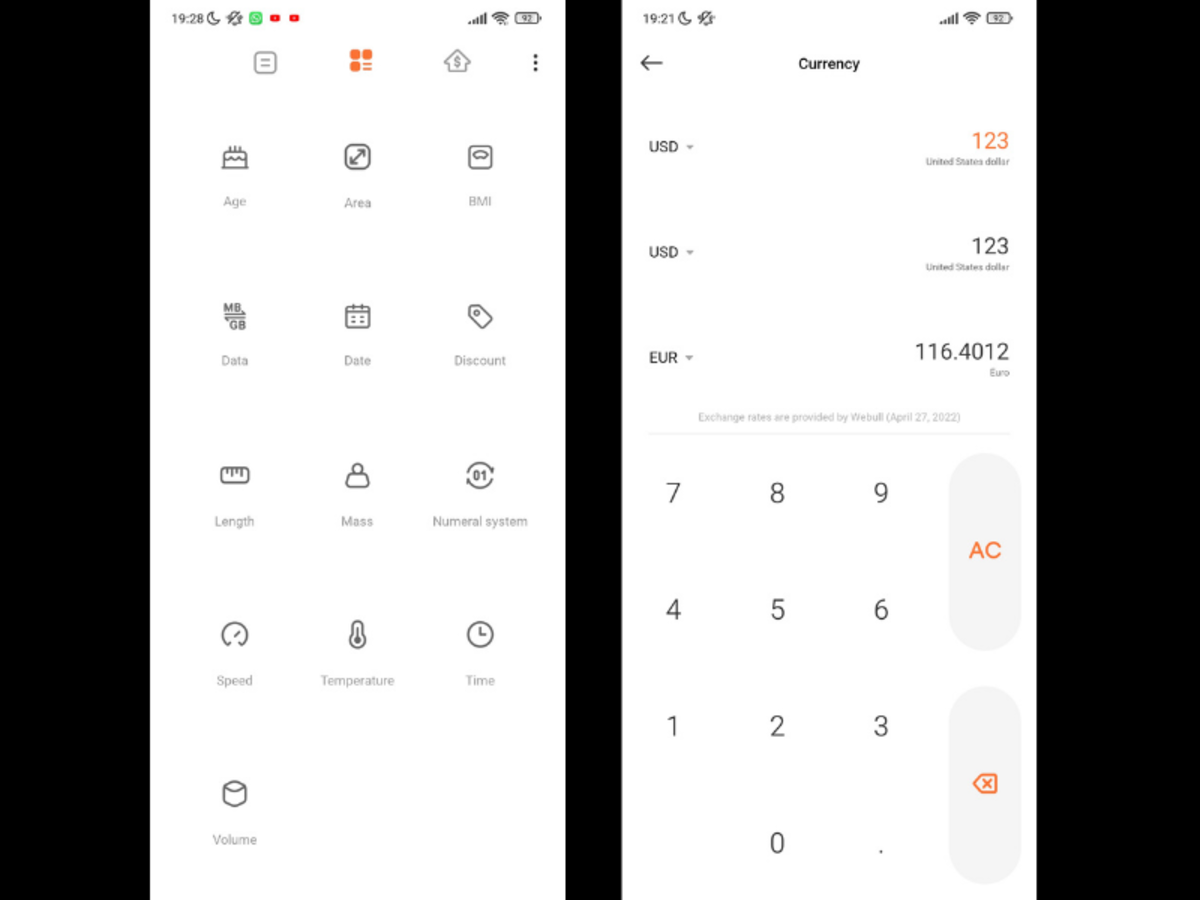 Calculadora de Xiaomi Divisas