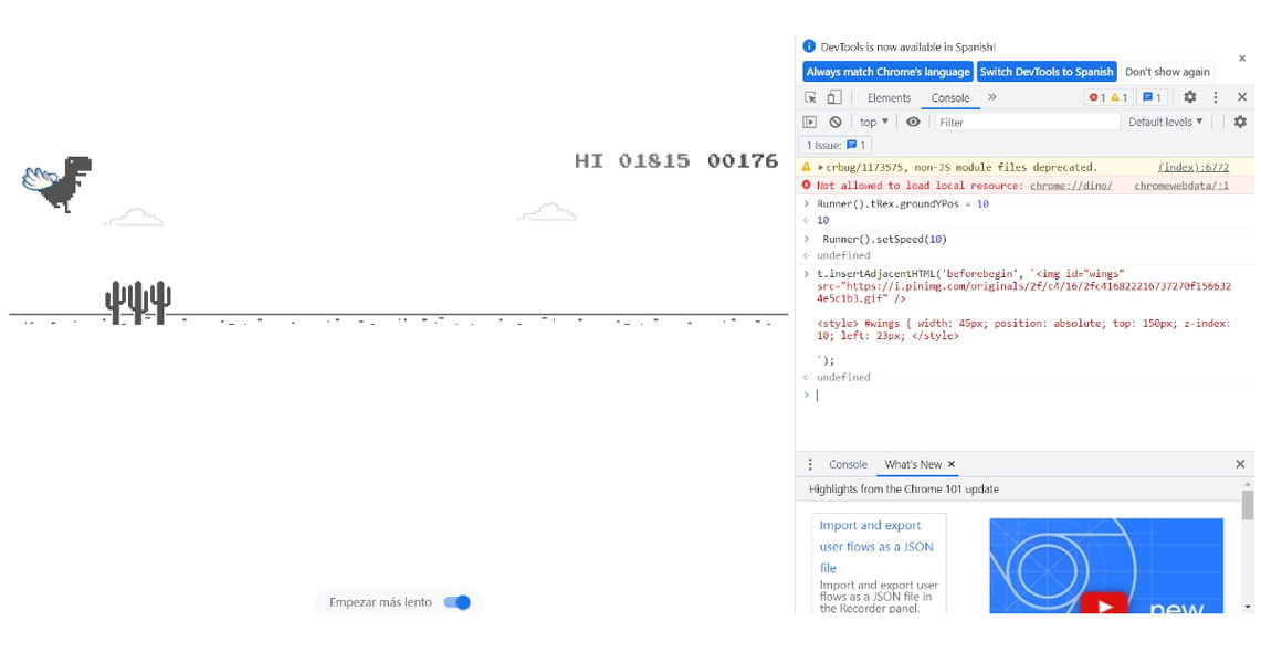 Hacks para el dinosaurio de Google: todos los códigos