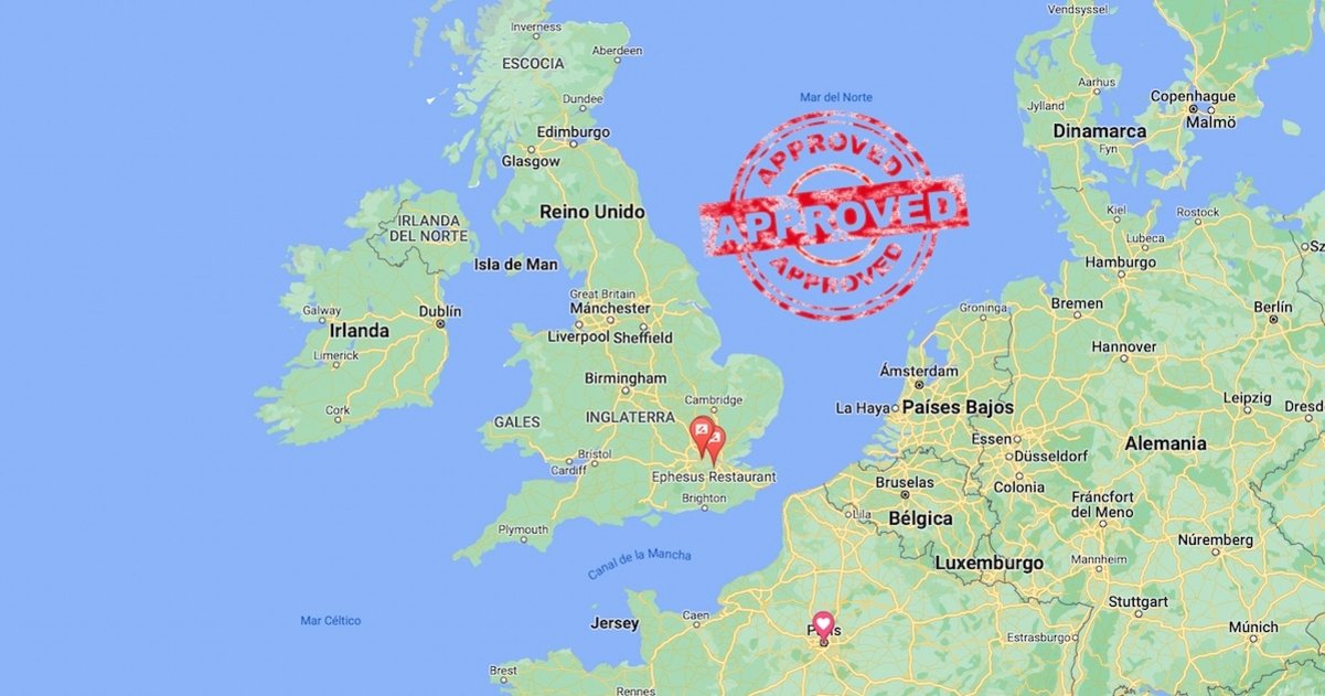 Mapa de Google con sello Approved