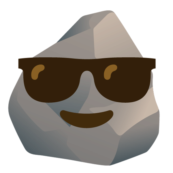 Emoji de roca con gafas