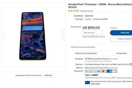 Alguien subastaba uno de los prototipos del Google Pixel 7 en eBay (pero ya no)