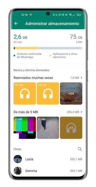 Libera espacio: así puedes ver y gestionar la memoria ocupada por tus chats de WhatsApp