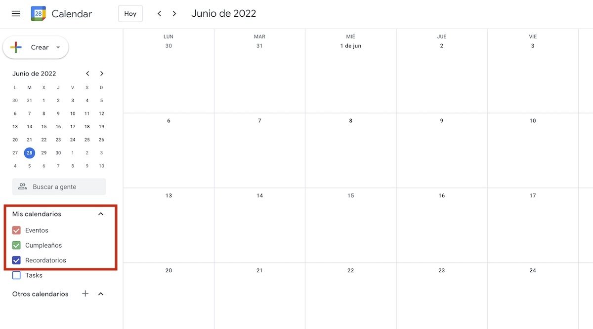 Captura de pantalla de calendarios