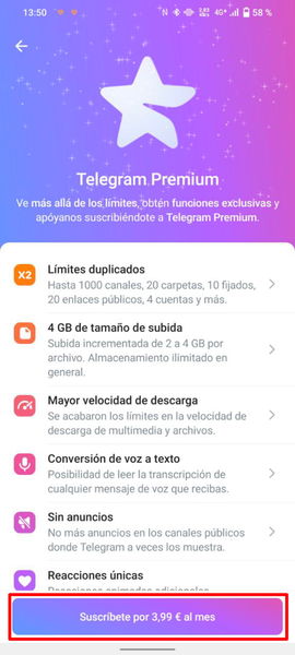 Todo lo que incluye Telegram Premium: esto es lo que te llevas por 5 euros al mes