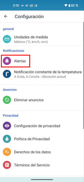 Cómo configurar una alerta por calor extremo o por alta radiación solar en tu móvil Android