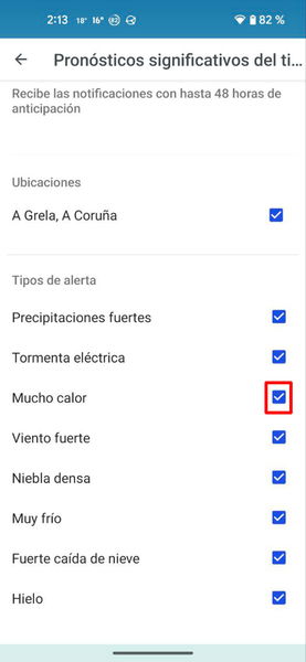 Cómo configurar una alerta por calor extremo o por alta radiación solar en tu móvil Android