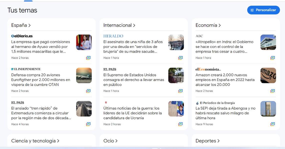 Cómo personalizar Google News para seguir solo los temas y medios que te interesan