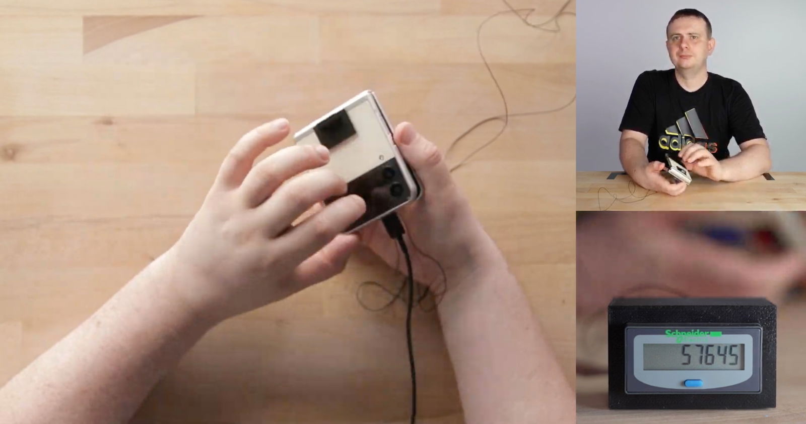 YouTube probando la resistencia del Samsung Galaxy Z Flip 3