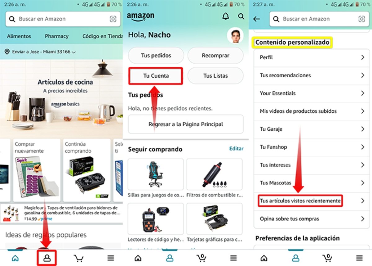 Sigue estos pasos para eliminar tu historial de búsqueda en Amazon desde tu móvil