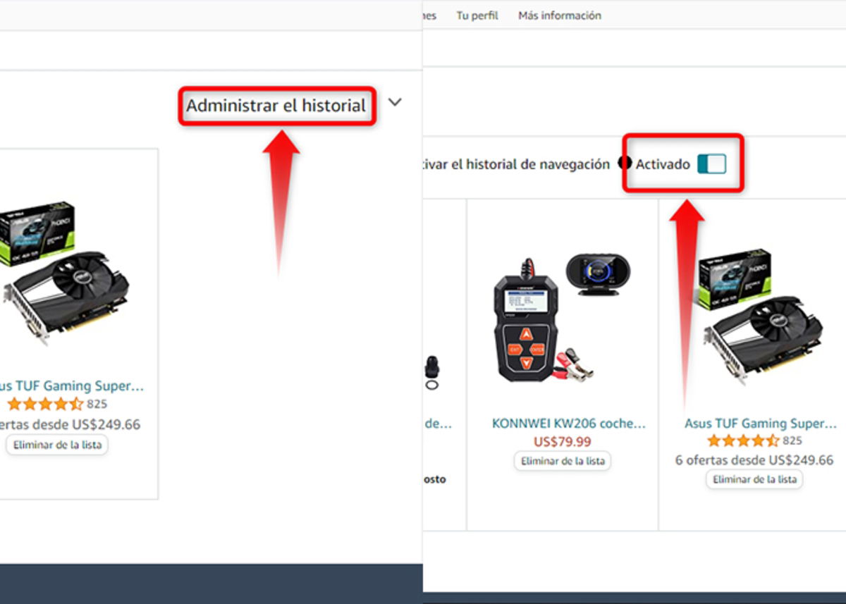 Cómo editar o borrar tu historial de navegación de Amazon