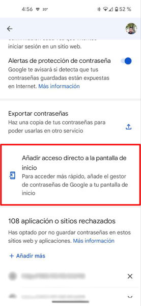 Como crear un acceso directo al gestor de contraseñas de Google en la pantalla de inicio de tu móvil Android