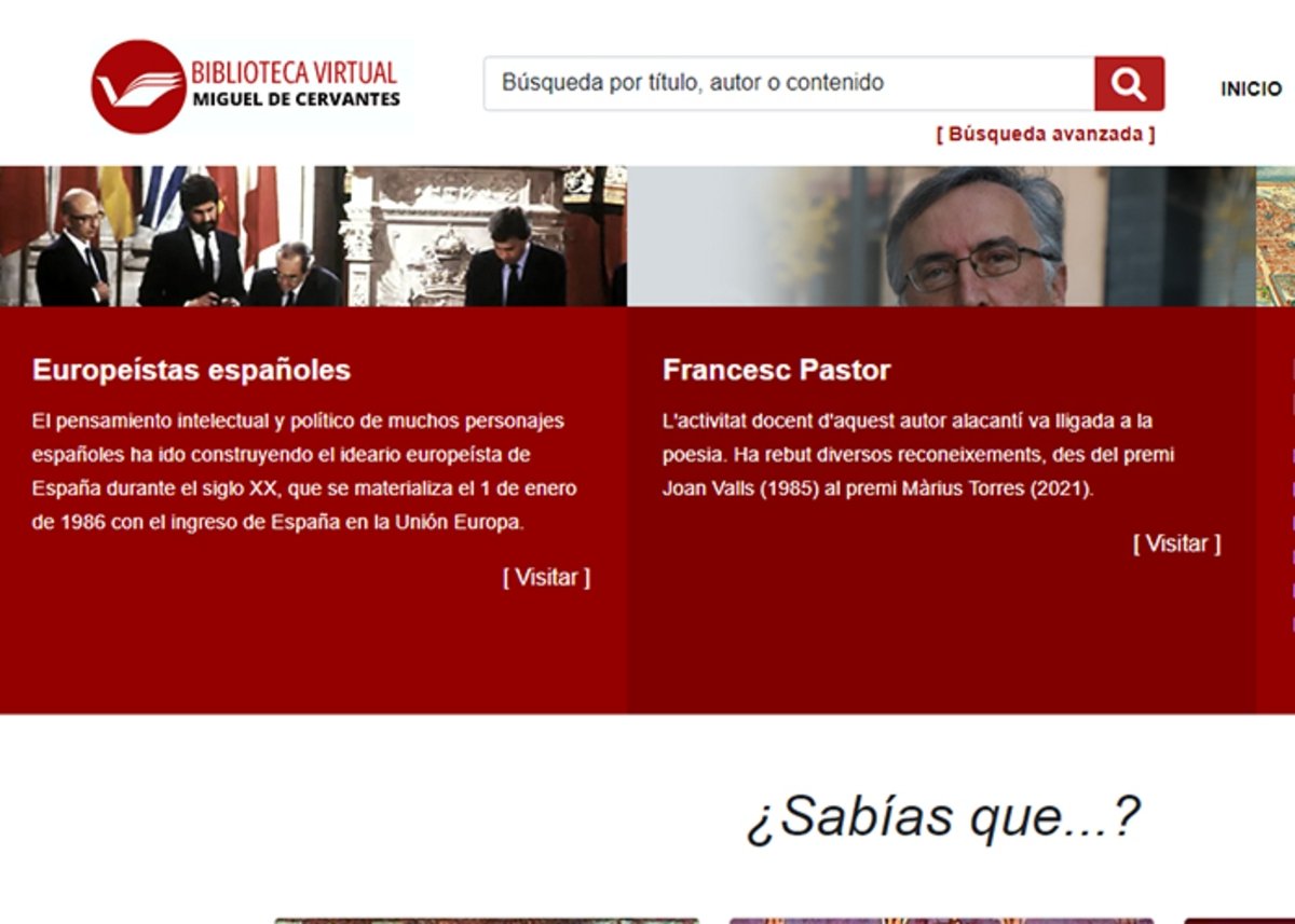 Biblioteca Virtual Miguel de Cervantes: hemerotecas, archivos, audiolibros y más