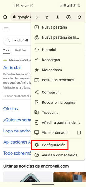 Cómo cambiar el motor de búsqueda en Google Chrome para Android