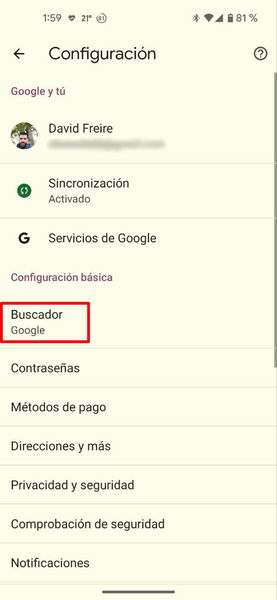 Cómo cambiar el motor de búsqueda en Google Chrome para Android