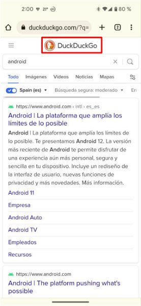 Cómo cambiar el motor de búsqueda en Google Chrome para Android