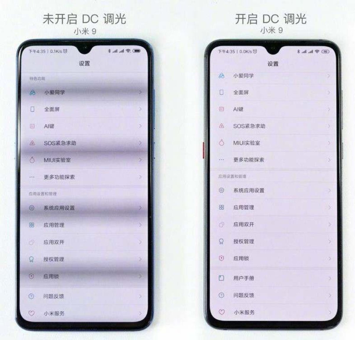 Modo antiparpadeo Xiaomi