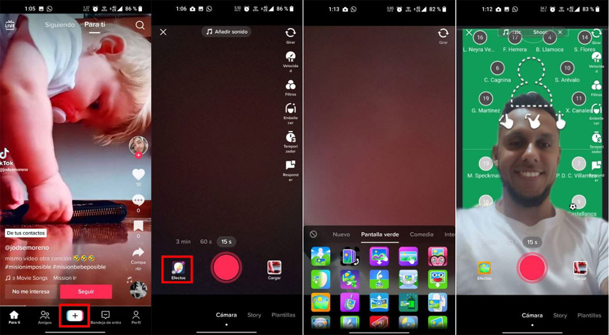 Usar efecto de pantalla verde en TikTok
