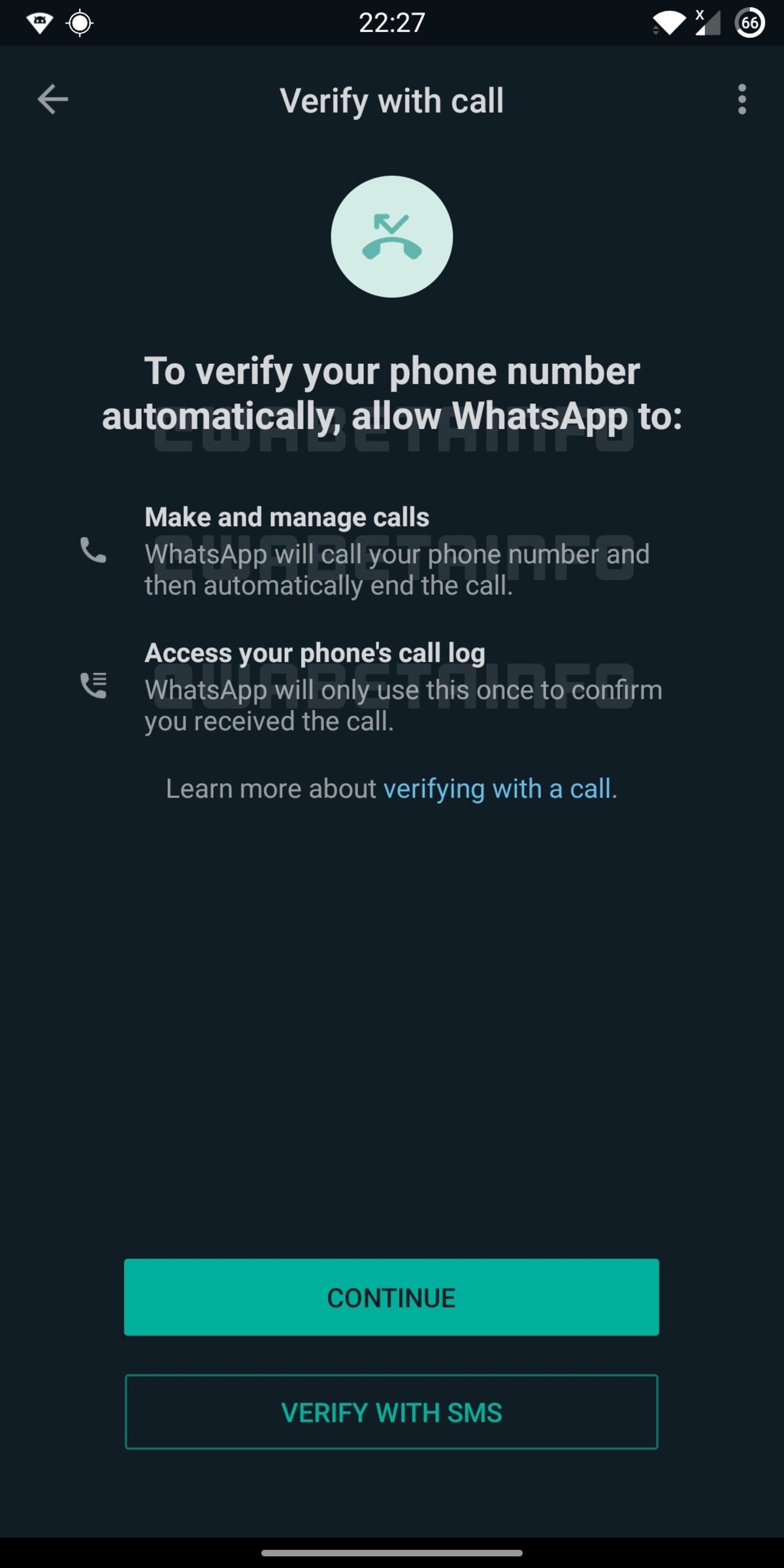 Verificacion automática de cuenta en WhatsApp
