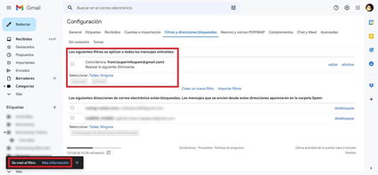 Filtros para reducir el spam en Gmail