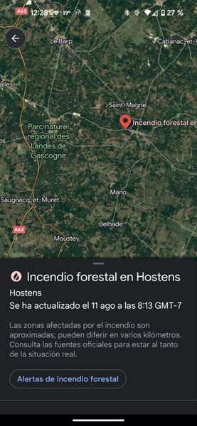 Así puedes usar Google Maps para saber si hay incendios a tu alrededor