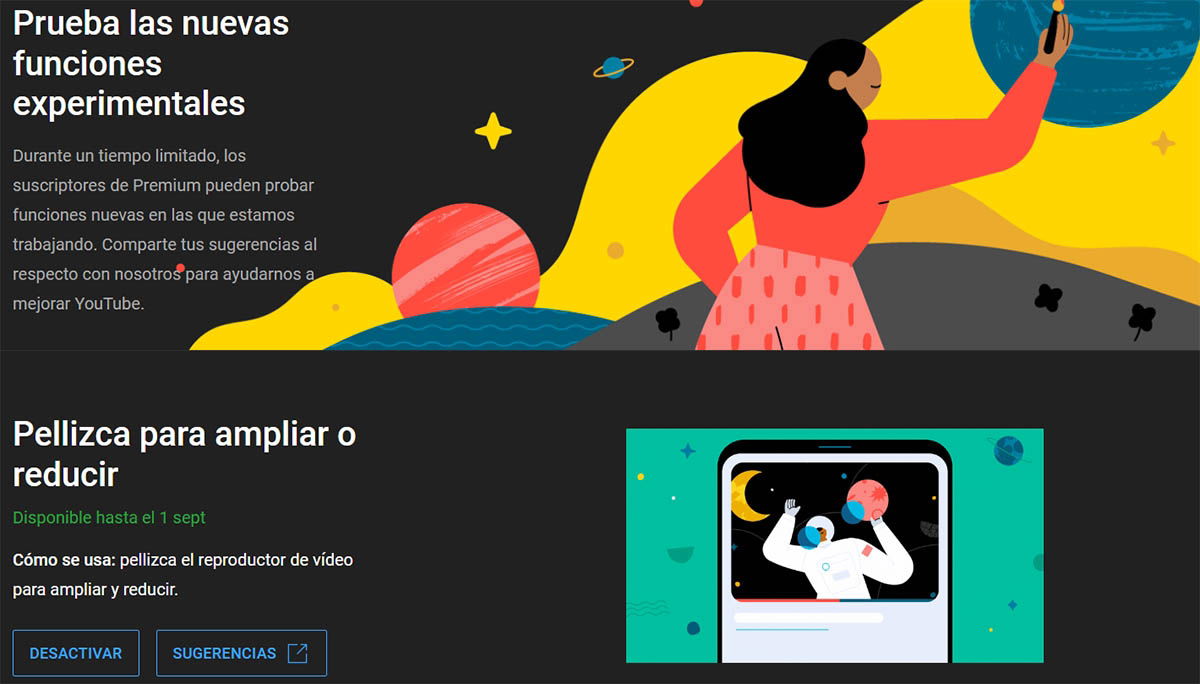 Probar funciones experimentales de YouTube en PC