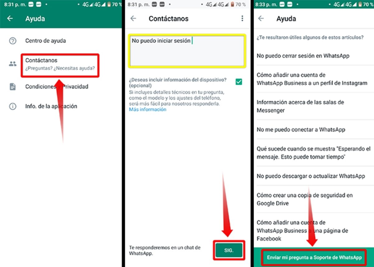 2-Contacta con WhatsApp a traves de la aplicación movil
