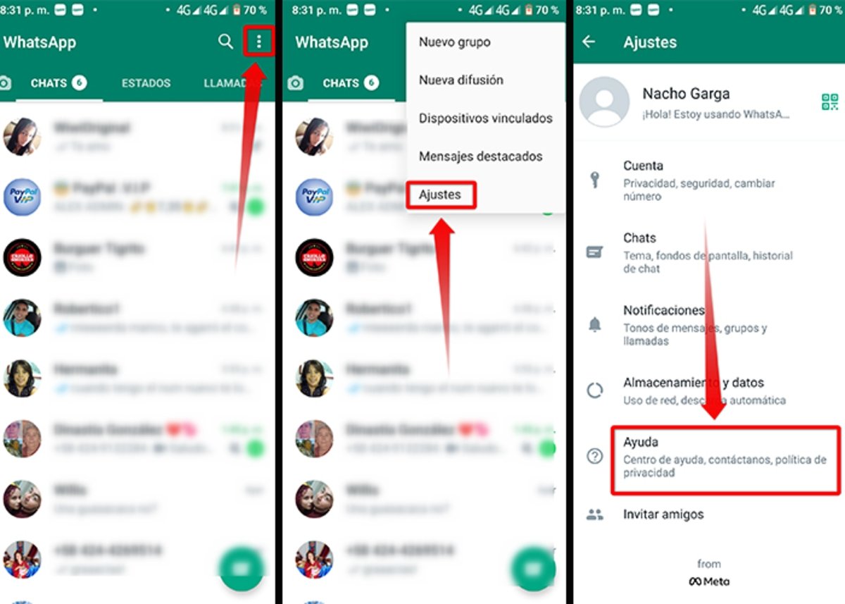 Contacta con WhatsApp a traves de la aplicación movil
