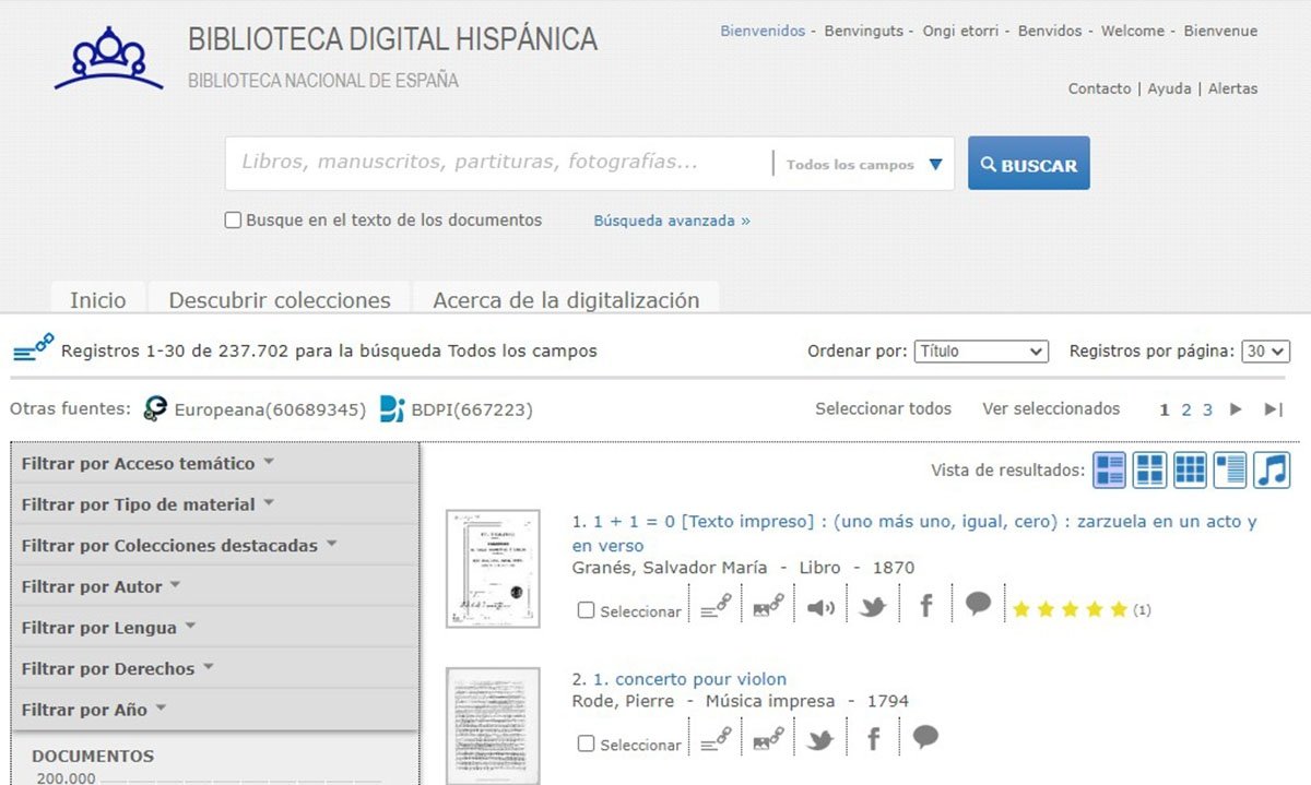 Web Biblioteca Nacional de España