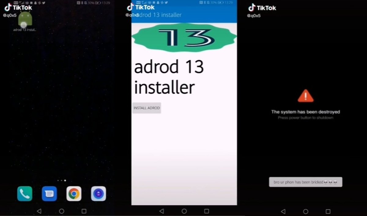 Un supuesto instalador de Android 13 finge brickear tu teléfono para trolearte
