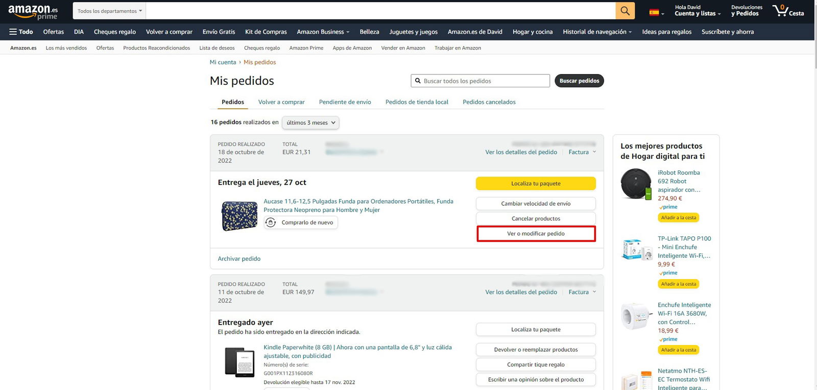 Entrega cheap pedidos amazon