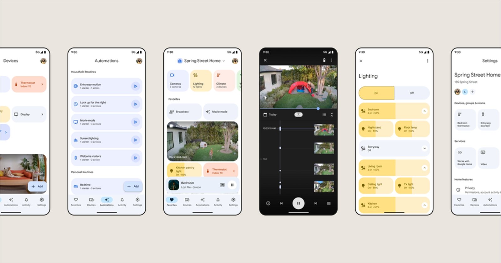 Capturas de pantalla de la nueva app de Google Home