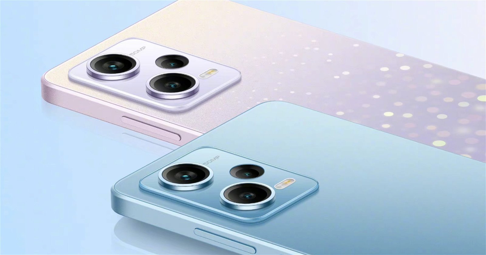 Redmi Note 12 Pro en colores azul y rosa.