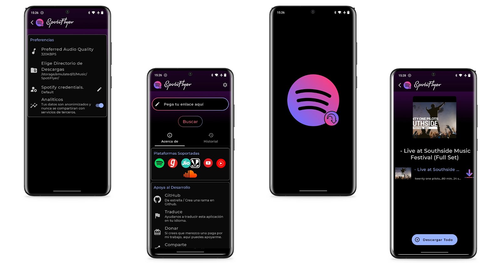 Capturas de pantalla de Spotiflyer, app para descargar música