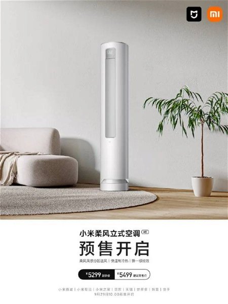 Este nuevo aire acondicionado de Xiaomi mide 2 metros de alto y cuesta menos de 1000 euros