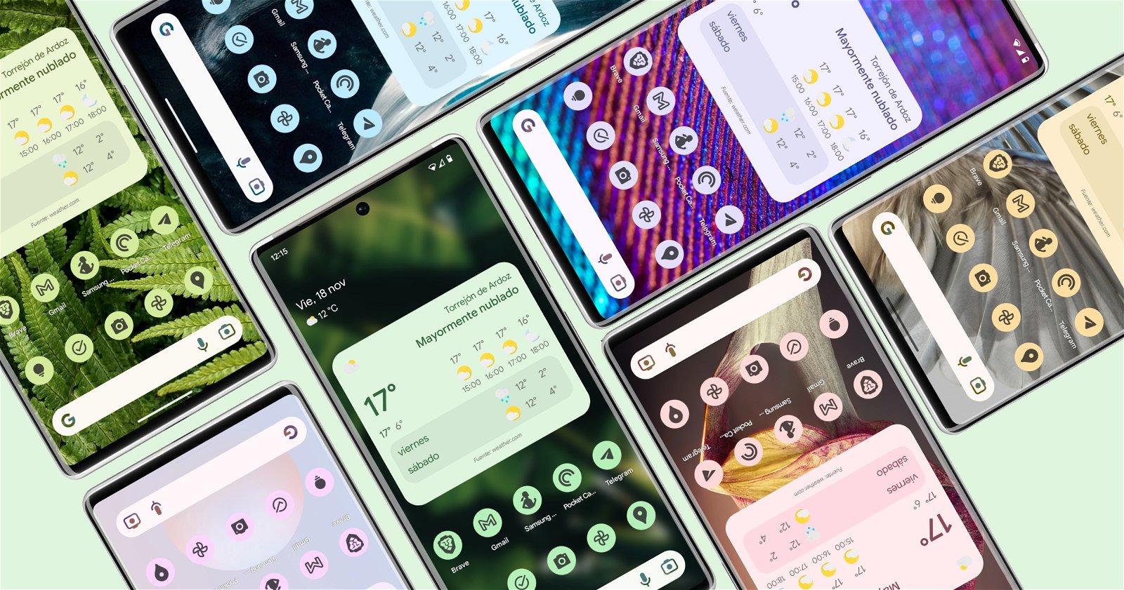 Iconos relacionados con un tema móvil relacionado con Android 13