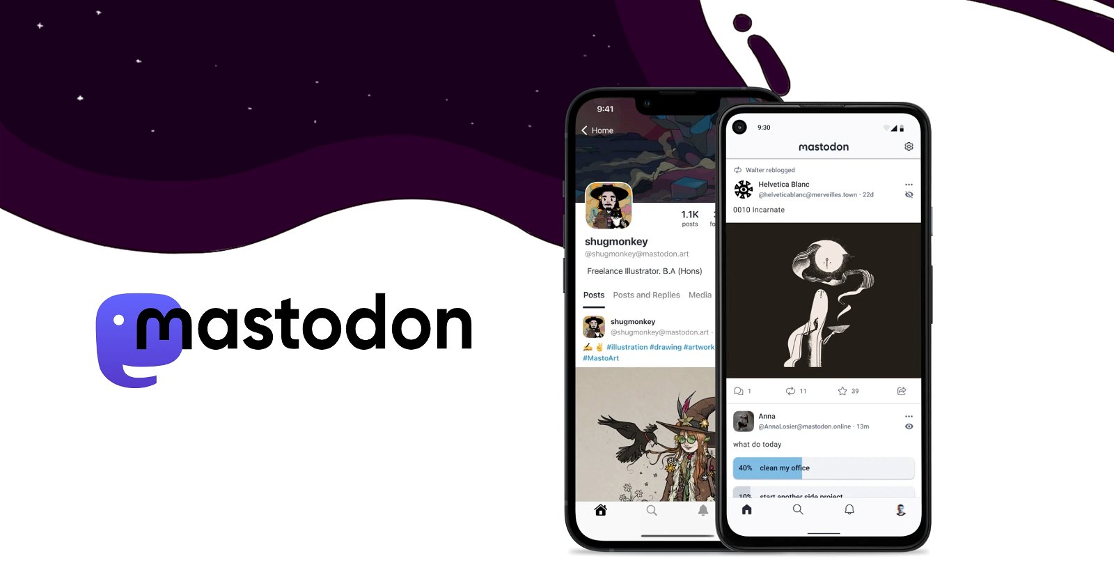 Capturas de pantalla de la red social Mastodon.