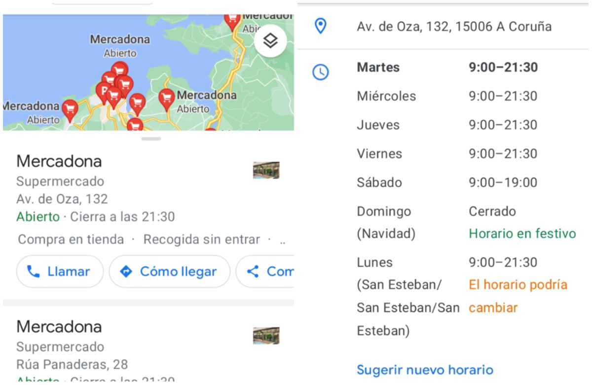 ver horario tienda maps