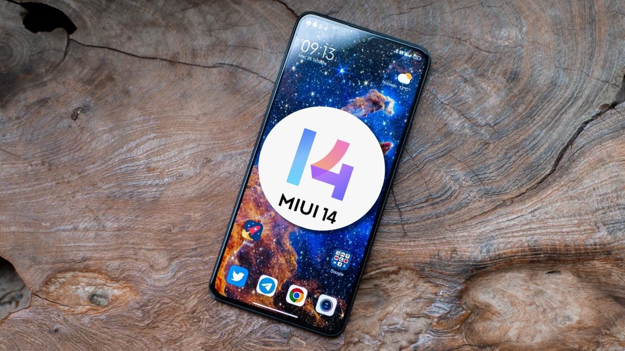 Logo de MIUI 14 en un móvil Xiaomi