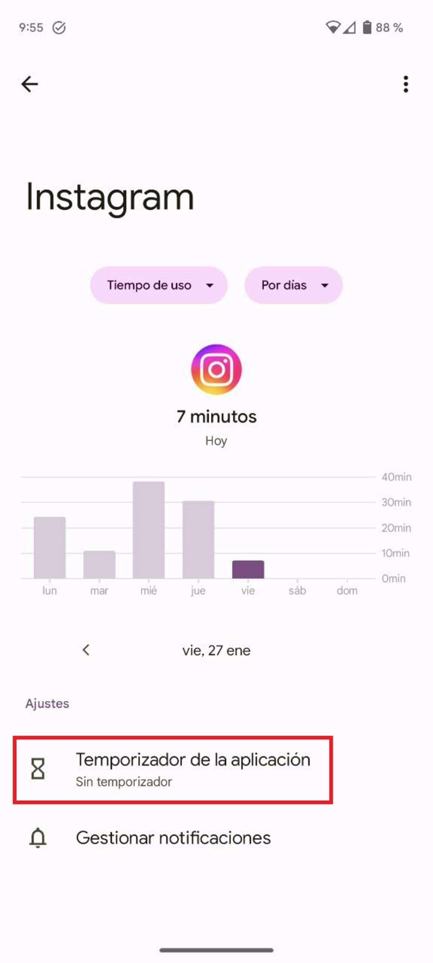 Cómo regular el tiempo de uso de Instagram