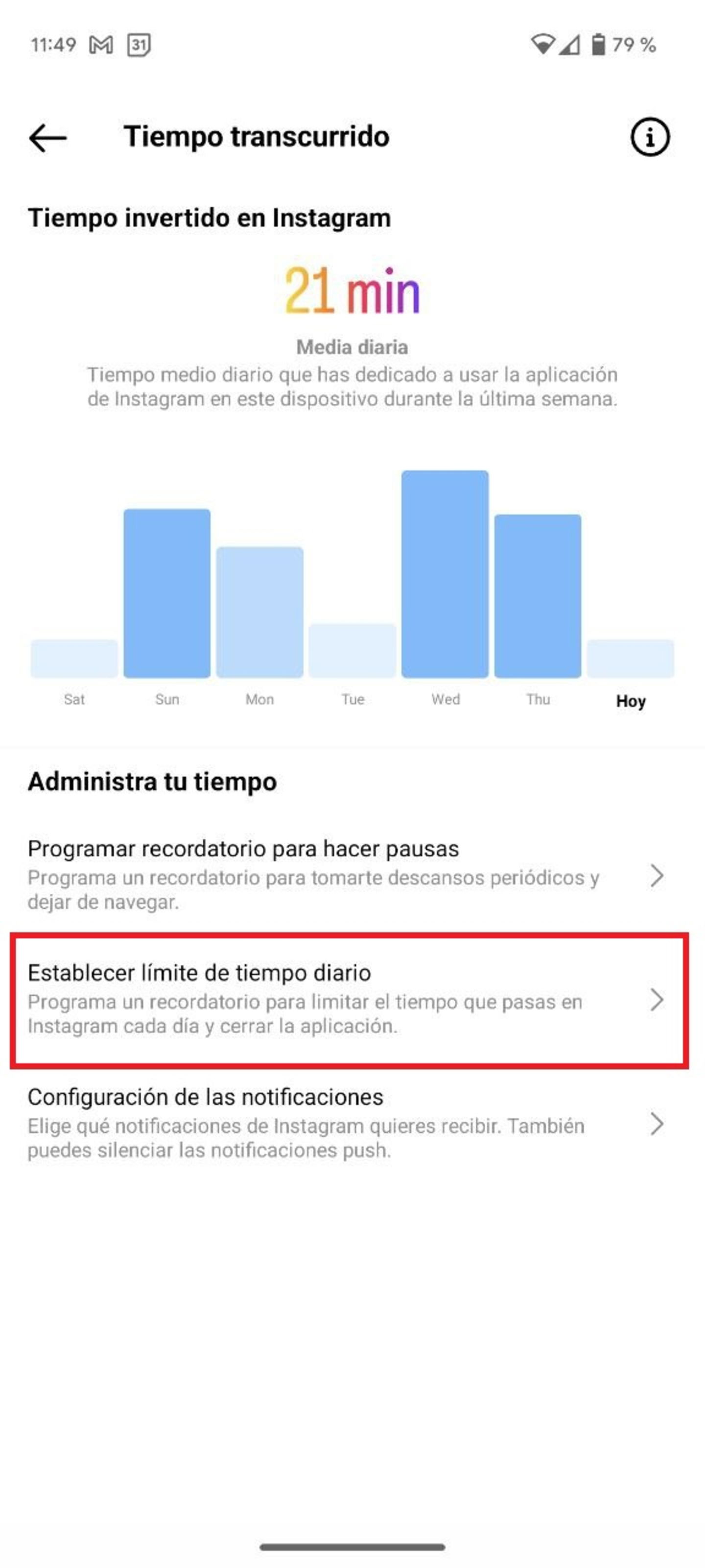 Cómo regular el tiempo de uso de Instagram