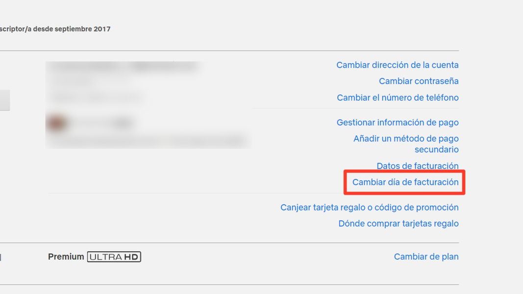 Cambiar día de facturación en Netflix