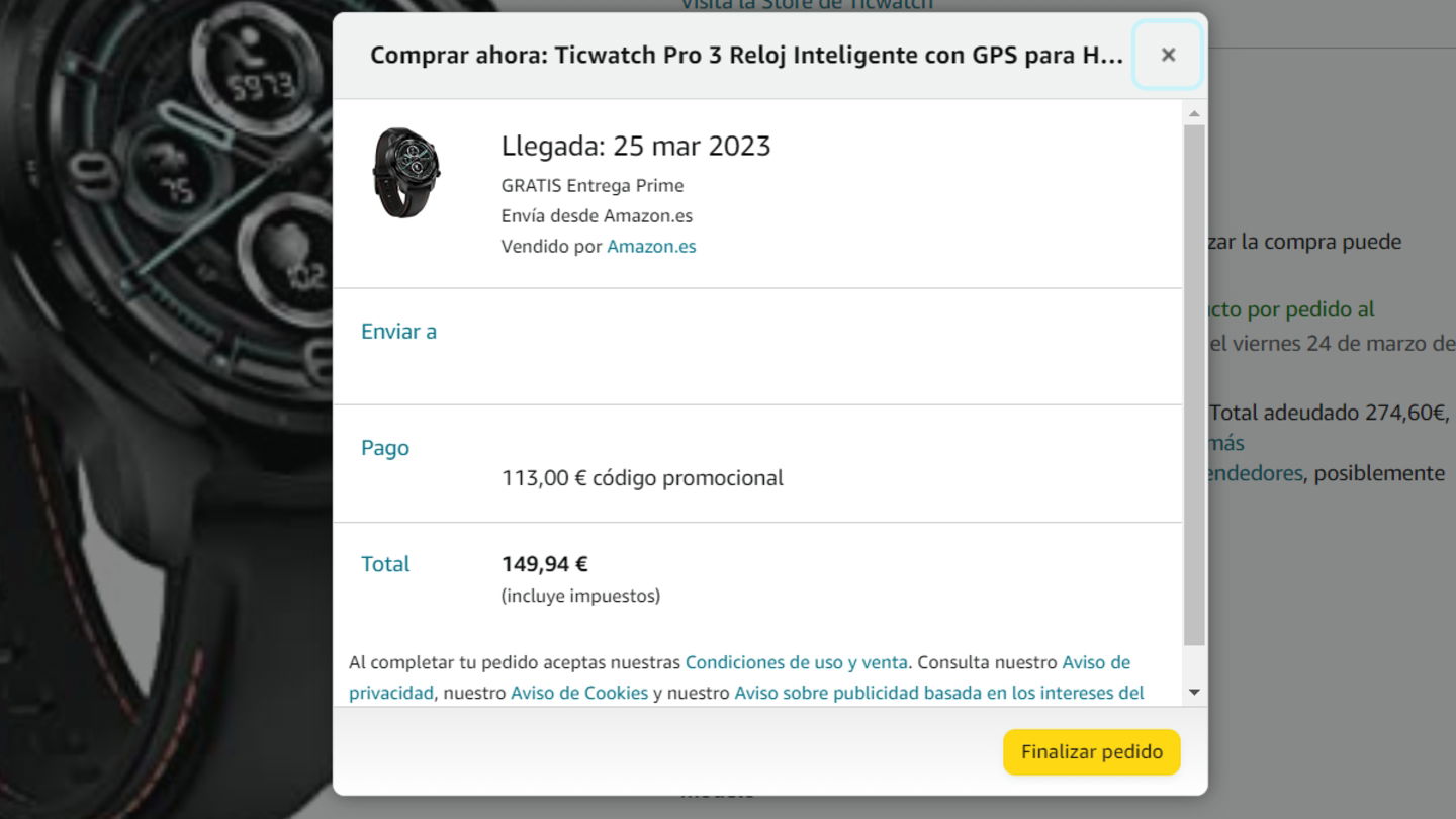 Descuento del TicWatch Pro 3 GPS en Amazon