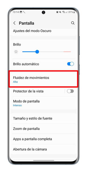 Fluidez de movimientos en móviles Samsung