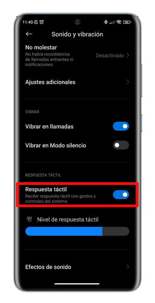 Respuesta táctil en Android