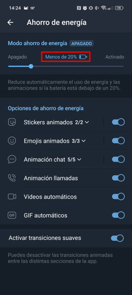 Cómo activar el nuevo modo de ahorro de batería de Telegram