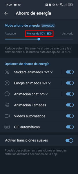 Cómo activar el nuevo modo de ahorro de batería de Telegram